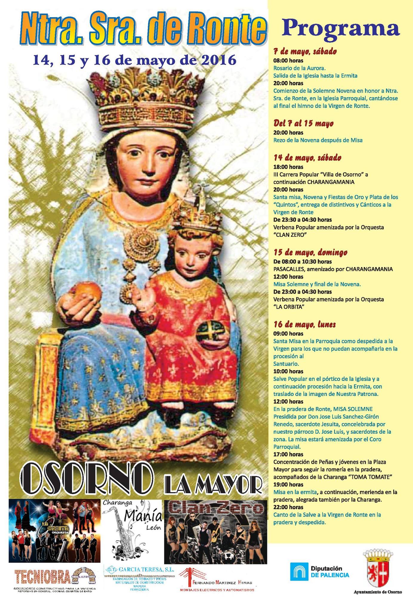 Fiestas en honor a Nuestra Señora del Ronte 2016 Osorno la Mayor